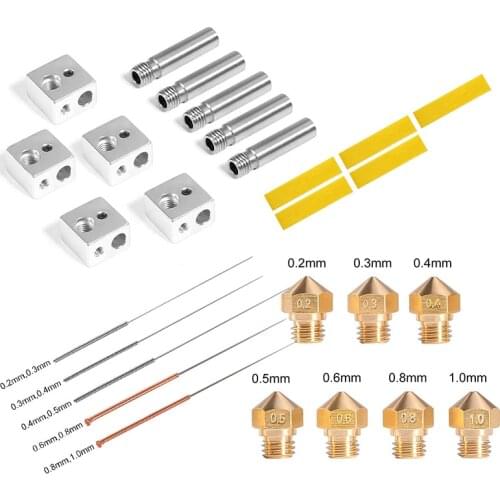 Extruder Kit for MK10 3D Printer with Throat Tube Nozzle Cleaning Needle Aluminum Block Heater Tape 1.75mm Extruder M7 Thread