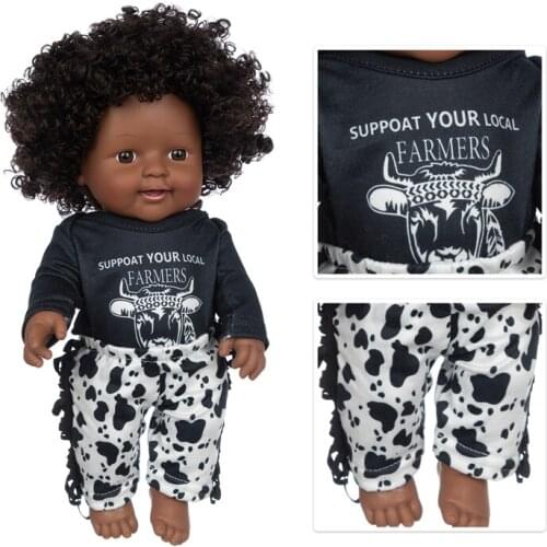 30cm Black Suit New baby dolls silicone African viny 12inch Reborn baby poupee boneca baby soft toy gift todder