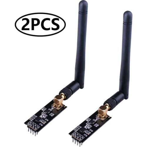 2Pcs NRF24L01+PA+LNA Wireless Transceiver RF Transceiver Module with SMA Antenna 2.4G 1100m Compatible for Arduino Raspberry Pi
