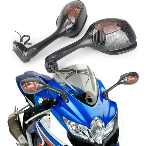 Motorcycle Rearview Wing Mirrors w/ Turn Signal Light For Suzuki GSXR 600 750 2006-2015 & GSXR1000 2005-2015 K5 K6 K7 K8 K9