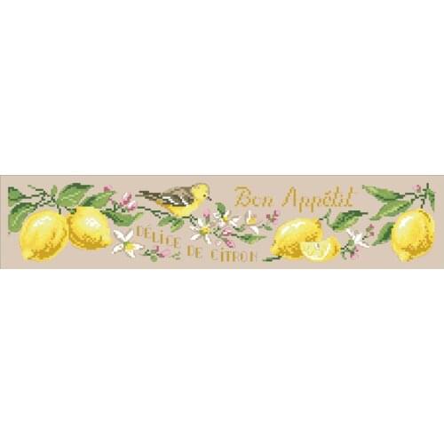 Lemon and bird cross stitch kit flowers design cotton silk thread 18ct 14ct 11ct linen flaxen canvas embroidery DIY needlework