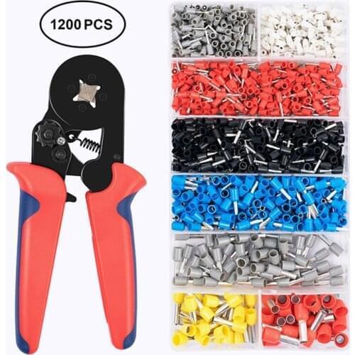 Wire ferrule crimper plier set with wire end sleeve crimping plier and 1200pcs wire ferrules terminal kits