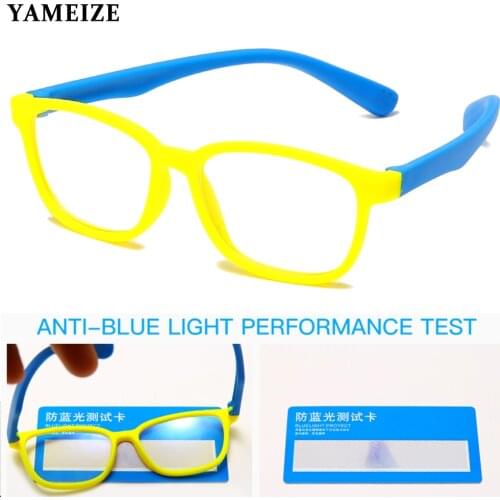 YAMEIZE Anti Blue Ray Glasses Kids Computer Glasses Children Optical Frame Silicone Flexible Blue Light Blocking Glasses Eyewear