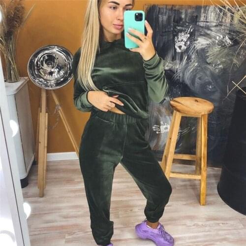 Autumn Tracksuit Women Two Piece Set Pocket Hooded Sweatshirt Top + Pants Sport Jogging Suit Womens Sets Casual Clothes Outfits