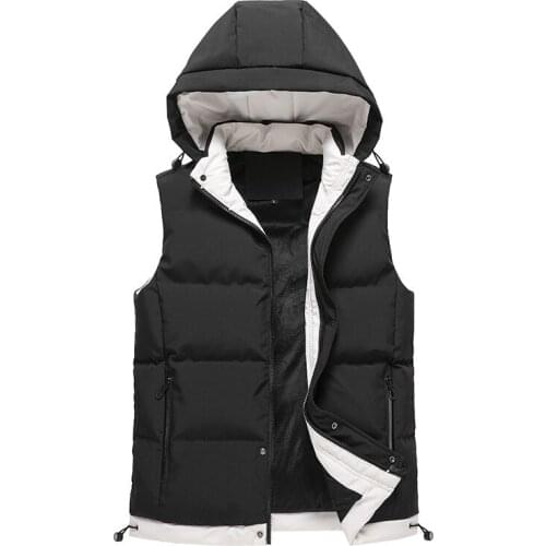 PARKLEES Mens Winter Sleeveless Vest Jacket Casual Warm Thick Hooded Coats Vest Men Work Waistcoat Outwear Streetwear Windproof