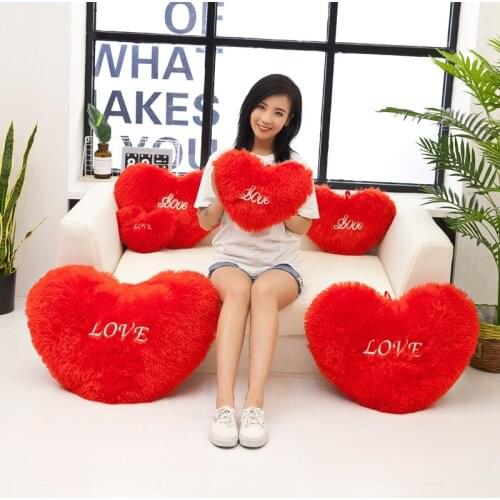Red heart love pillow heart-shaped plush toy sofa cushion birthday Courtship wedding gift soft Soothing doll Family ornaments