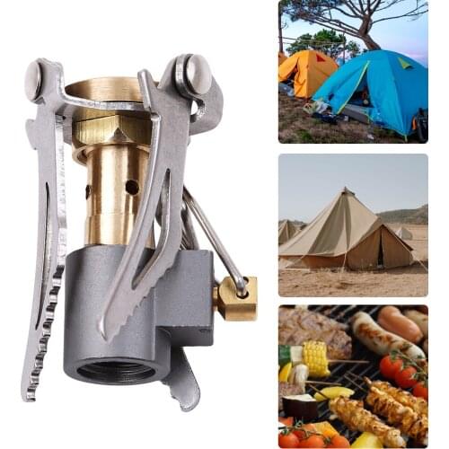 Portable Outdoor Camping Burner Stainless Steel Foldable Mountaineering Gas Stove Picnic Stove Barbecue Stove Head Camping Tools