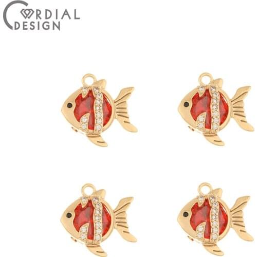 Cordial Design 20Pcs 13*14MM Jewelry Accessories/DIY Part/CZ Charms/Genuine Gold Plating/Hand Made/Earrings Findings & Component