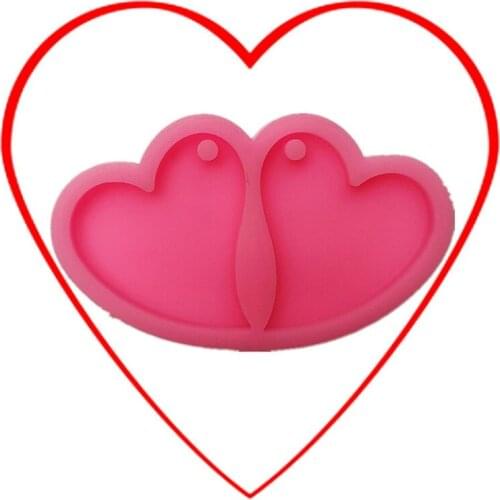 Heart-to-Heart Earrings Epoxy Resin Mold Keychain Jewelry Casting Silicone Mould
