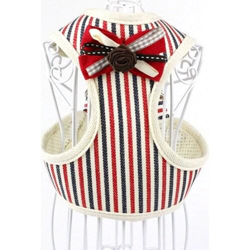 XPangle Pet Dog Harness Vest Leash Set Stripe Bot Clothes With Bow Tie Padded Dog Chest Strap for Dogs Breeds Pet Supplies