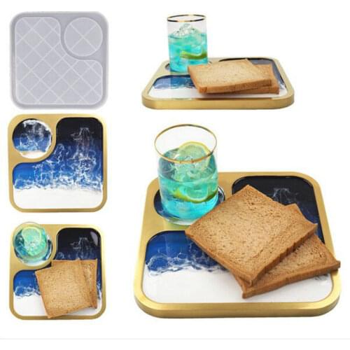 DIY glue dropping crystal resin afternoon tea Mug glass breakfast Tray Mirror Silicone mold