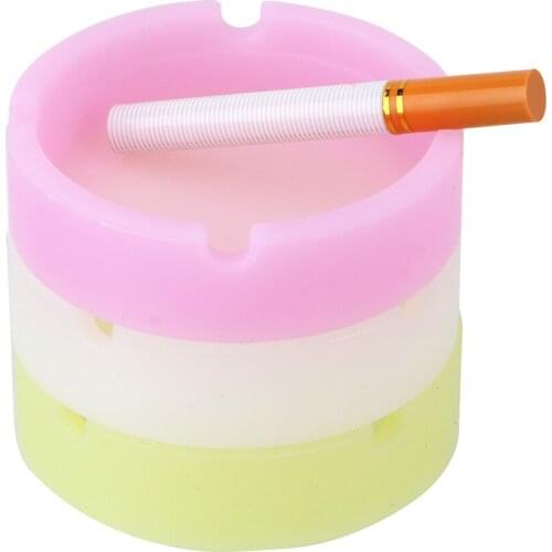 Silicone Gel Ashtray Creative Luminous Ashtrays Portable Anti-scalding Round Design Cigarette Case Eco-Friendly