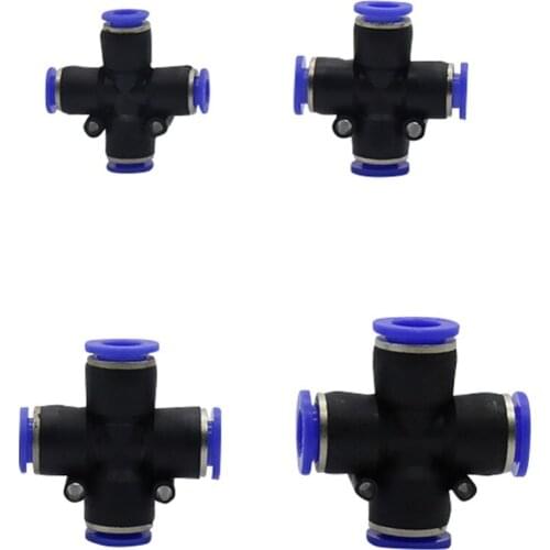 Slip-lock Cross connector 6/8/10/12mm OD Hose Joint Pneumatic Pipe Fittings Garden Mist Cooling System Adapter 5 Pcs