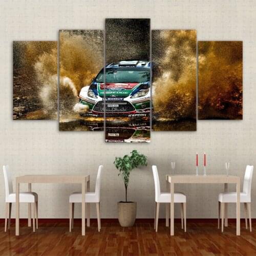 5 Panel Racing Car Fly Sand Framed Modern HD Modular Poster Printed Painting Canvas Home Room Decor Office Wall Art Pictures