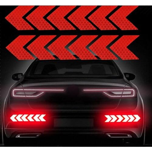 10sets Reflective Arrow Sign Tape Warning Safety Sticker For Truck Car Bumper Trunk Reflector Car Sticker Tape 12pcs/set