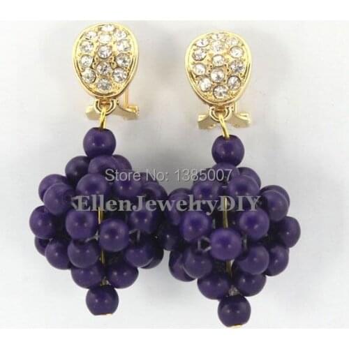 Dark Purple beautiful Beads Earrings,Nigerian beautiful Earrings Bridesmaid Earrings Wedding Gift African Bridal Jewelry