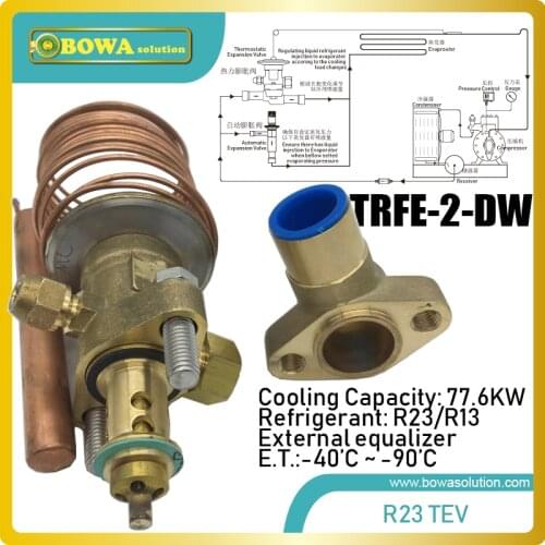 78KW take-apart R23 thermal expansion valve matches 74m3/h displacement refrigerant compressor, such as GEA Bock HG5/830-4