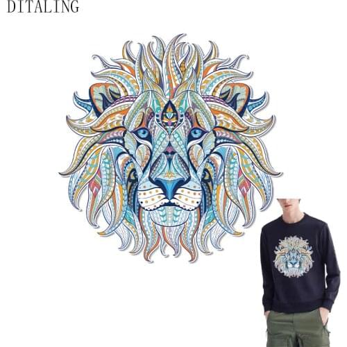 Thermal Sticker On Clothing Lion Animals Patch For Punk Clothes Men DIY Washable Iron On Stickers Heat Transfer Patch On T-Shirt