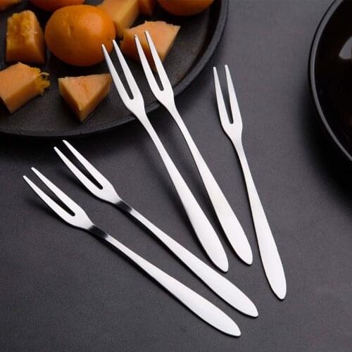 OTHERHOUSE 5Pcs Stainless Steel Fruit Fork Food Picks Mini Fork Cake Dessert Salad Sticks Party Supplies Kichen Accessories