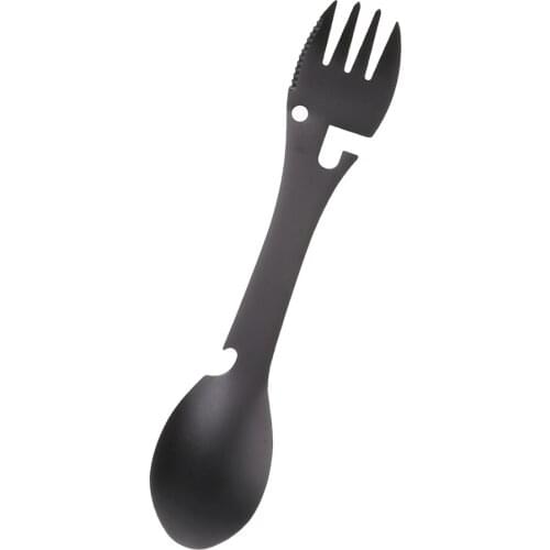 Stainless Steel Spoon Fork With Bottle Opener Lightweight Dinnerware For Outdoor Travel Camping