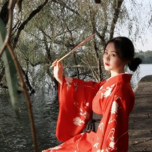 High-quality Japanese Traditional Yukata Kimono With Obi Girls Yukata Costume Outfits Dress For Vintage Asian Clothes Cosplay