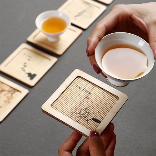 Japanese Style Zen Mini Bamboo Tray For Tea Cup Coffee Cup Bowl For Home Office Tea Party Home Decoration For Kung Fu Tea Set