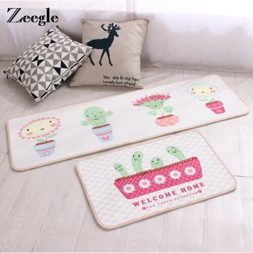 Zeegle Modern Hallway Rugs Entrance Door Mat Indoor Cartoon Printed Kids Bedroom Carpet Anti-slip Bedside Rug Kitchen Area Rugs