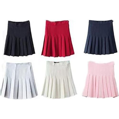 2019 Skirt summer new womens Korean version of the high waist pleated skirt skirt college wind solid color a word tennis skirt