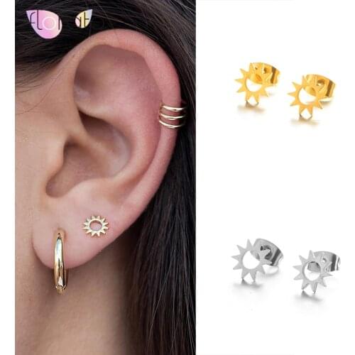 925 Silver Sun stud earrings, Small earrings, Dainty stud earrings, Trendy Minimalist Mini earrings, Tiny stud for women A30