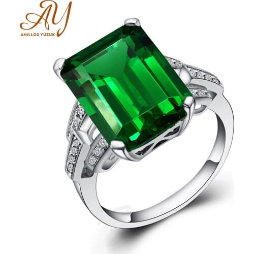 Anillos Yuzuk Silver 925 Jewelry Emerald Ring Green Gemstone Silver 925 Women Trendy Rings For Women Wedding Party Fine Jewelry