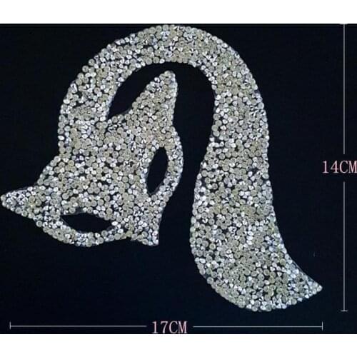 10pcs Hot Drilling Fox Pattern Top Quality Art Decoration Rhinestone Diy Clothing Accessories Silver Rhinestone Applique Parche