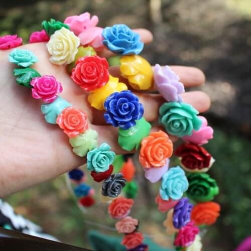 10Pcs/Lot 15mm 20mm 25mm Artificial Camelia Coral beads Coral flower beads Cabochon Mix color for Jewelry making