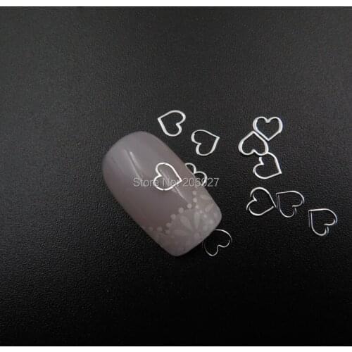 MS354-1 100pcs Silver Cute Heart Metal Sticker Nail Art Metal Sticker Nail Art Decoration Non-adhesive Sticker