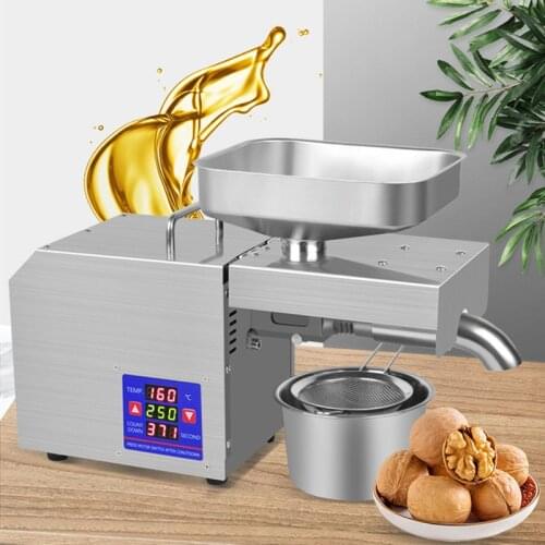 110V/220V oil press 610W commercial linseed peanut sesame butter oil press stainless steel temperature control oil press 3-5KG/H