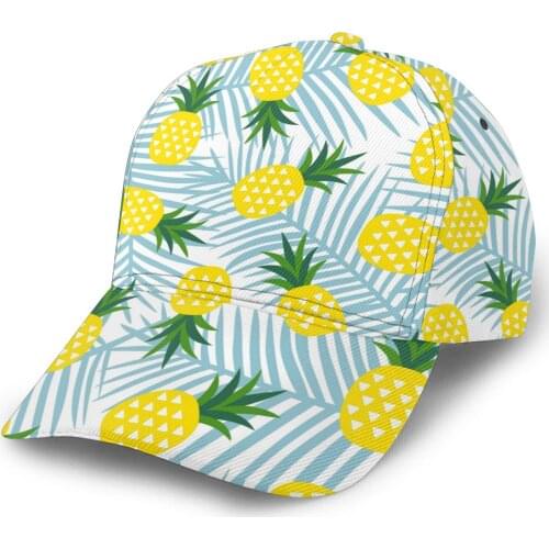 2021 Summer New Unisex Outdoor Sport Sunscreen Baseball Hat Running Visor Cap Yellow Pineapple With Triangles Geometric Fruit