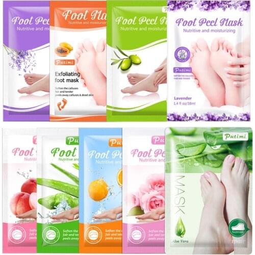 30Pack Exfoliating Foot Mask Lot Scrub Moisturizing Pedicure Sock Patch Whitening Peel Feet Mask for Leg Heel Remove Dead Skin