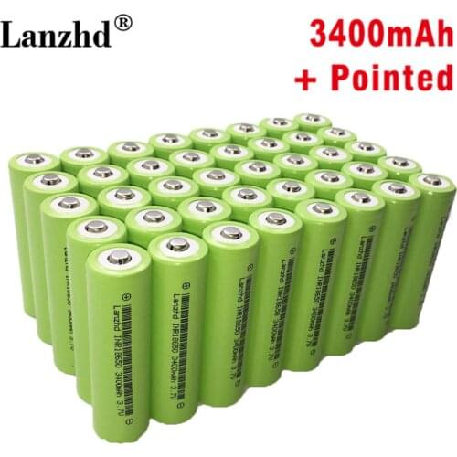 40PCS New 18650 lithium battery 3.7V 3400mAh for samsung 18650 INR18650 flashlight rechargeable battery with pointing