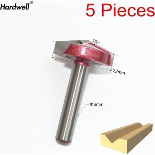 6mm*22mm*150Degree,5pcs,Free shipping CNC Engraving Woodworking Milling Cutter,Tungsten Solid carbide End Mill,3D V Router Bit
