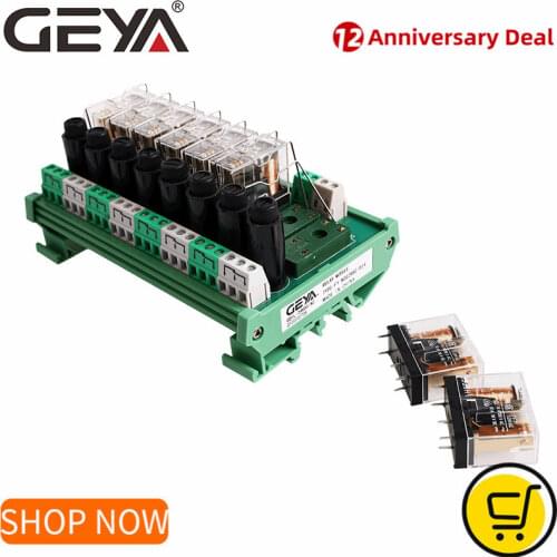 GEYA NGG2R 8 Channel Omron Relay Module for PLC Controller SPDT PLC Relay 12VDC 24VDC with Fuse Protection 8A
