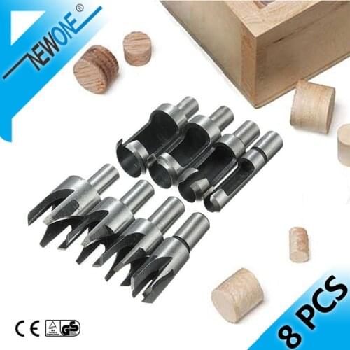 8Pcs Wood Plug Cutter Drill Cutting Tool Drill Bit Set Straight And Tapered Taper 5/8" 1/2" 3/8" 1/4" Woodworking Cork Drill Bit