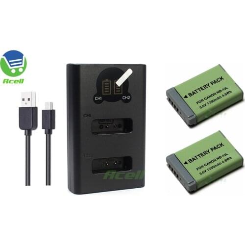 NB-13L Battery + LCD USB Dual Charger for Canon PowerShot SX740 SX730 SX720 SX620 HS PowerShot G7X G1X Mark III Camera