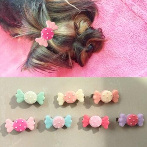 2016 Resin Candy Dog Bows Pet Grooming Accessories Cat Hair Clips Clothes Accessories Christmas Gift 50pcs