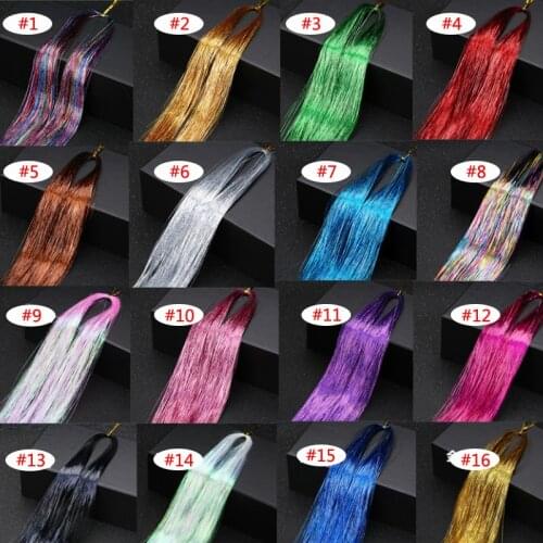16 Colors Party Holographic hair accessories Glitter Hair Tinsel Sparkle Extensions 150Strands Bling twinkle hair extension