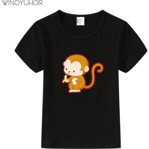 Children Cartoon Monkey Print T-shirt Clothes For Boy Girls Summer Short Sleeve Tee Tops Clothing Kids Tshirt