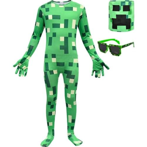 Kids Anime Cosplay Halloween Costumes Boys Girls Game Character Role Play Battle Bodysuit Glasses Headgear Set Party Clothing