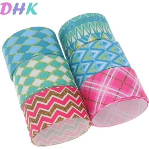 DHK 1.5'' 5yards pattern plaid Printed Grosgrain Ribbon Accessory Hairbow Headwear Decoration DIY Wholesale 38mm C1701