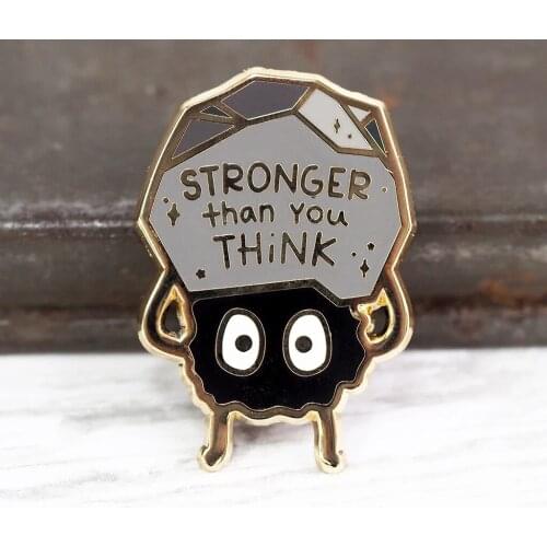 You're Stronger Than You Think' Soot Sprite Lapel Pins Cute Cartoon Spirited Away Elf Enamel Pin Fashion Backpack Badge Brooch