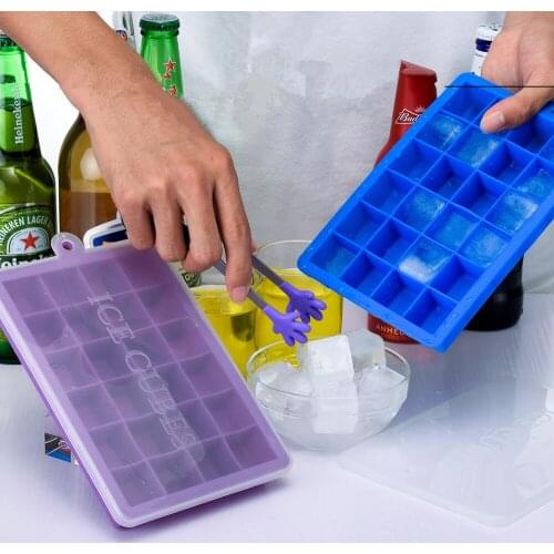 24 Grid Ice Cube Mold Square Shape Silicone Ice Tray Easy Release Ice Cube Maker DIY Fruit Ice Mold Home Bar Kitchen Accessories