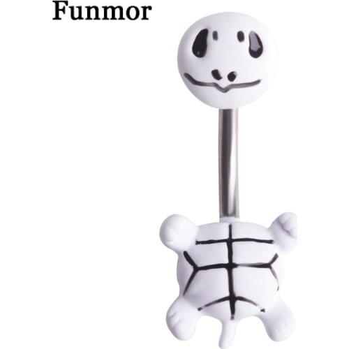 Funmor Vivid Tortoise Belly Button Rings Stainless Steel Animal Turtle Navel Piercings Ring Women Girls Party Sexy Body Jewelry