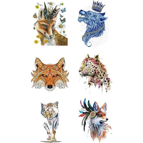 Hot Wolf Patches for clothes iron on patches for clothes Flower Wolf King clothing patches for jackets